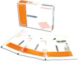 Box of Cuticrin medical dressing pads with individual sterile bandages displayed