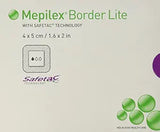 Mepilex Border Lite wound dressing 4x5cm with Safetac technology packaging front