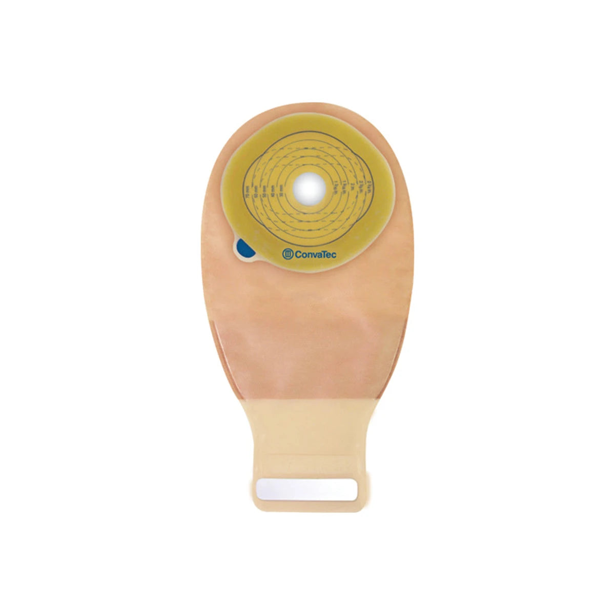 Drainable beige ostomy pouch with adhesive barrier for stoma care