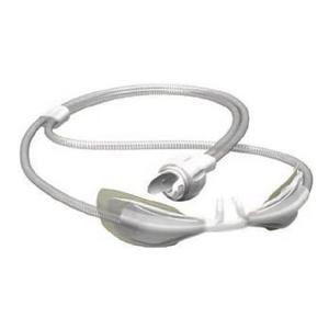 Nasal CPAP mask with headgear and flexible tubing for sleep apnea therapy