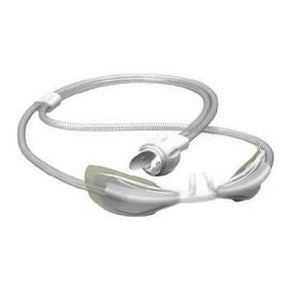 Nasal CPAP mask with headgear and flexible tubing for sleep apnea therapy