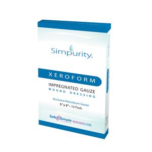 Simpurity Xeroform impregnated gauze wound dressing box, medical supplies for wound care