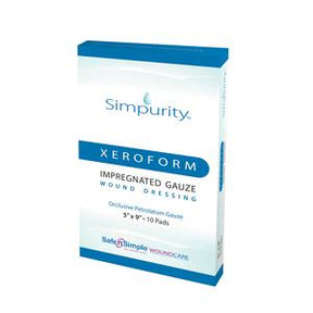 Simpurity Xeroform impregnated gauze wound dressing box, medical supplies for wound care