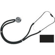 Black dual-head stethoscope for medical use on a white background