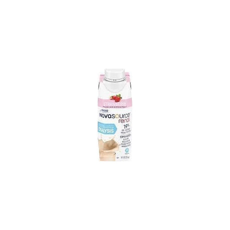 Nestlé Novasource Renal Dialysis nutrition drink, strawberry flavor bottle.