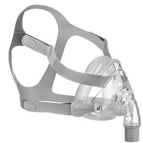 CPAP full face mask with adjustable gray straps for sleep apnea therapy