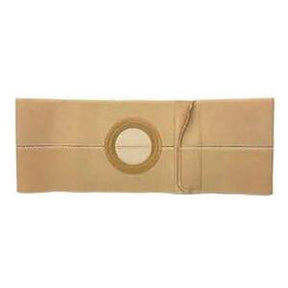 Beige ostomy belt with central circular opening for medical stoma support