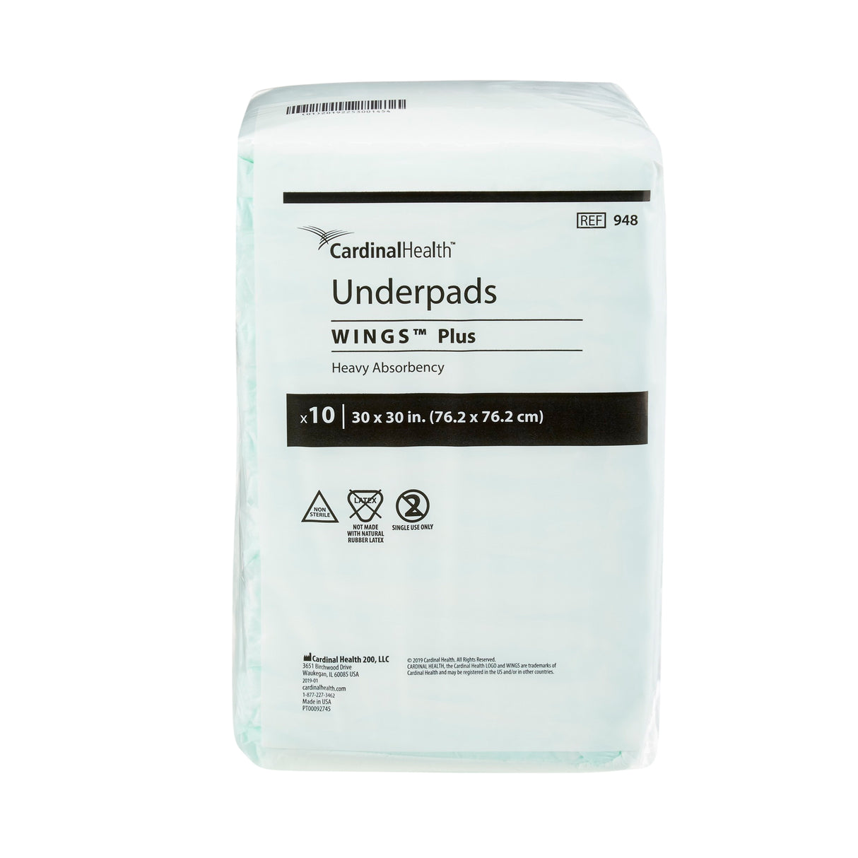 Cardinal Health, Underpads, Wings Plus, 30" X 30"