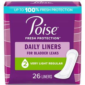 Poise daily liners for bladder leaks, very light regular, 26 count pack, home medical supply
