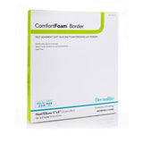 DermaRite ComfortFoam Border soft silicone foam dressing box for heel or elbow, 5x8 inches