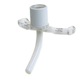 Medical tracheostomy tube with clear flange and white connector for airway management