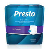 Presto Maximum Absorbency Ultimate Incontinence Brief, Medium, 32" To 44" Circumference, White