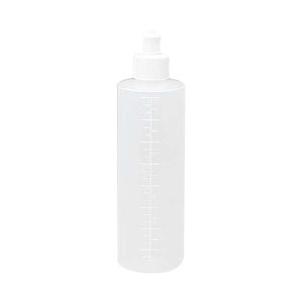 Clear plastic squeeze bottle with measurement markings and a white cap for medical use