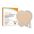 Bordered silver silicone foam dressing for wound care, pack of five, shown with packaging