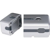 Compact silver CPAP or medical device on white background, essential home medical equipment