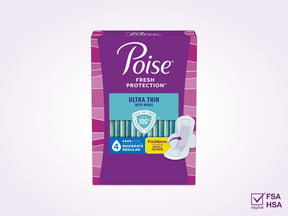 Poise Ultra Thin with Wings moderate regular pads, 4 count, FSA HSA eligible