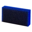 Rectangular blue and black medical cleaning sponge on white background
