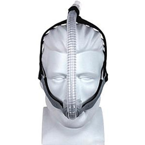 CPAP nasal mask with headgear for sleep apnea on mannequin head, essential medical supply