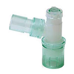 Green plastic medical adapter for respiratory or home medical equipment