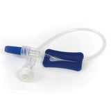 Medical extension tube with blue clamp for home care supplies