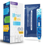 THC urine test kit with box, sealed pouch, and test strip for home health screening