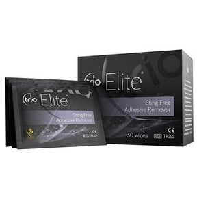 Trio Elite sting free adhesive remover wipes box and sachet, 30 pack, medical supplies