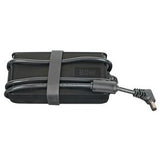 Black medical device power adapter with wrapped cable and DC connector
