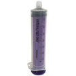 Purple enteral feeding syringe with clear measurement markings, medical supply product