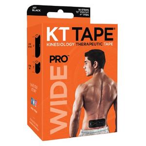 KT Tape Pro Wide kinesiology therapeutic tape jet black box with athlete on front