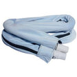 Light blue CPAP hose cover with zippered closure and dual openings for medical tubing