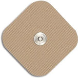 Square tan medical electrode pad with center snap connector for home health monitoring