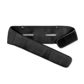 Black adjustable support belt with velcro closures for medical or orthopedic use