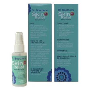 Dr. Soother's Skin Relief spray bottle with product packaging for skin care