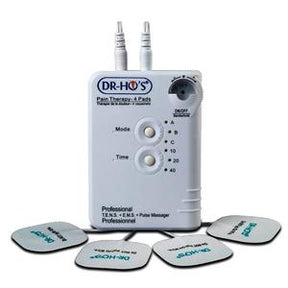 TENS and EMS pain therapy device with four electrode pads for home medical use