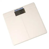 Digital bathroom scale with clear LCD display on white background, health monitoring device