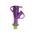 Purple medical enteral feeding adapter with green 'FEED / MED' cap on white background