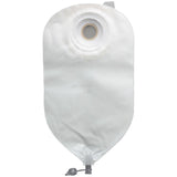 One-piece urinary ostomy pouch with precut opening and flutter valve, deep convex design