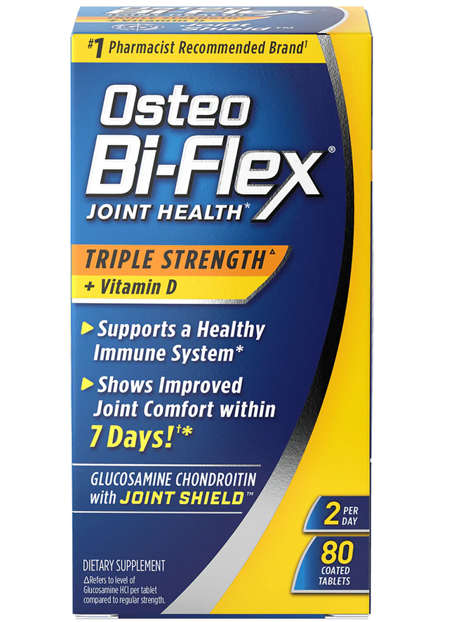 Osteo Bi-Flex Joint Health Triple Strength dietary supplement box with 80 coated tablets
