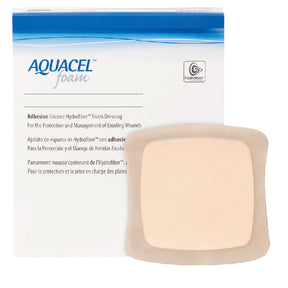 Aquacel foam silicone adhesive wound dressing with packaging, medical supply product