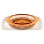 Ostomy barrier ring for stoma care, round adhesive medical supply on white background