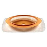 Ostomy barrier ring for stoma care, round adhesive medical supply on white background