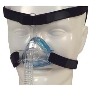CPAP nasal mask with headgear on mannequin for sleep apnea and respiratory therapy