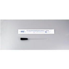 Sterile medical swab with black handle and packaging on gray background