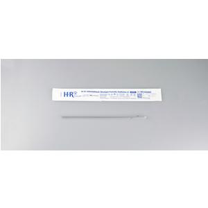 Sterile medical swab stick and packaging on gray background, essential medical supply
