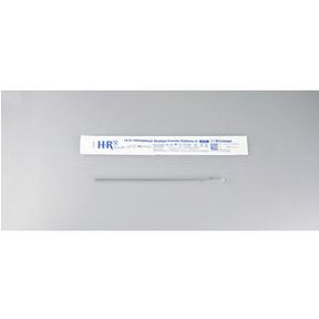 Sterile medical swab stick and packaging on gray background, essential medical supply