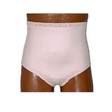 High-waist adult incontinence underwear in light pink, full coverage front view