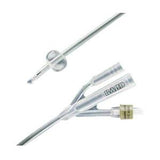 Sterile silicone Foley catheter with inflatable retention balloon for urinary drainage