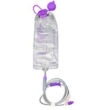 Enteral feeding bag set with purple cap and tubing for home medical nutrition