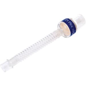Disposable medical breathing filter tube for respiratory support on white background
