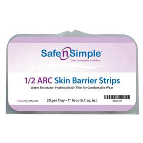 Safe n Simple 1/2 arc skin barrier strips packaging, hydrocolloid, water resistant, 20 count